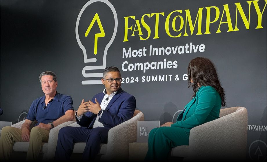 Image of MSI CTO Mahesh Saptharishi speaking on a panel at the Fast Company Summit