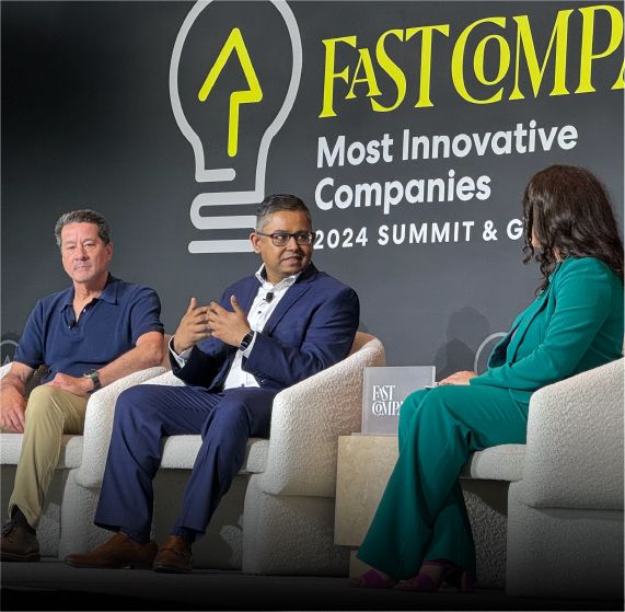 Image of MSI CTO Mahesh Saptharishi speaking on a panel at the Fast Company Summit