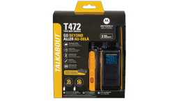 2 yellow T472 walkie talkies in packaging