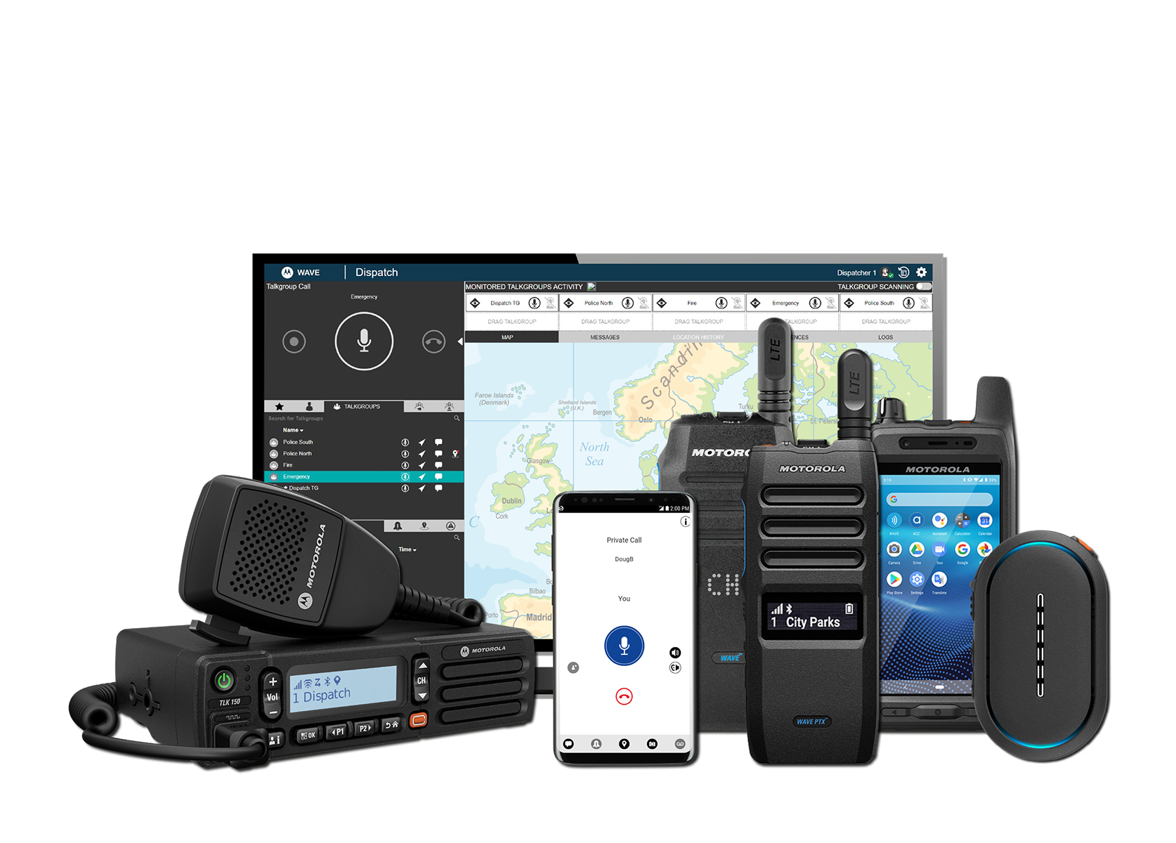 Wave Products: WAVE PTX Dispatch, WAVE PTX Mobile App, and TLK 100