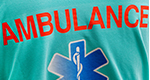 A close-up shot of an ambulance logo on a piece of clothing