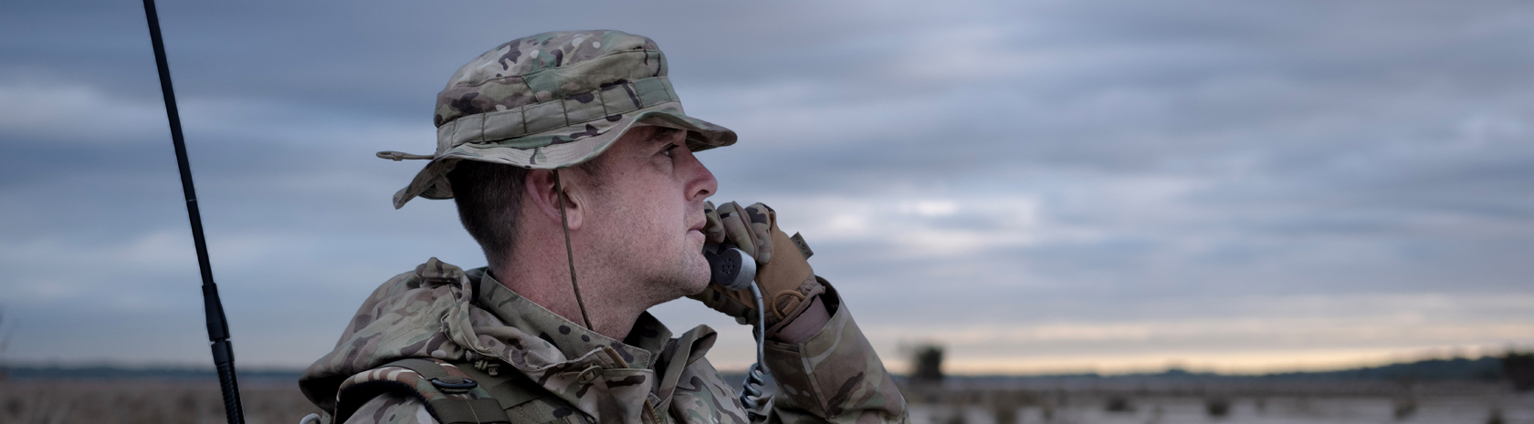 Barrett HF radio used in desert setting