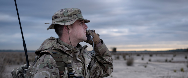 Barrett HF radio used in desert setting