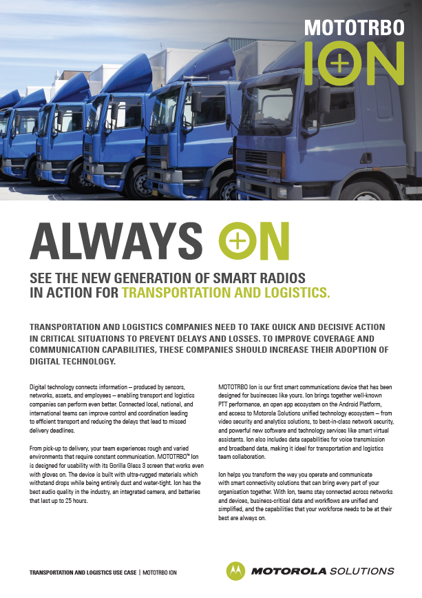 MOTOTRBO Ion Use Cases Transport and Logistics