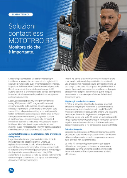 Scheda tecnica soluzioni contactless RFID e NFC MOTOTRBO R7