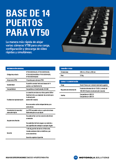  Base De 14 Puertos Para VT50 Especificaciones (ESP)
