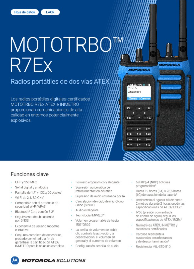 Hoja de datos del MOTOTRBO R7Ex