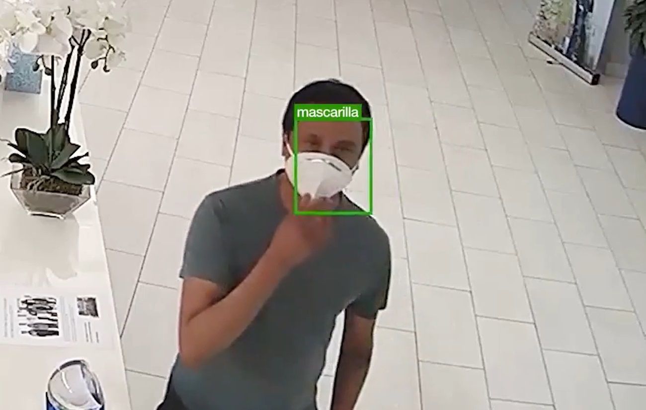 Video con tecnología IA para control de uso de máscaras