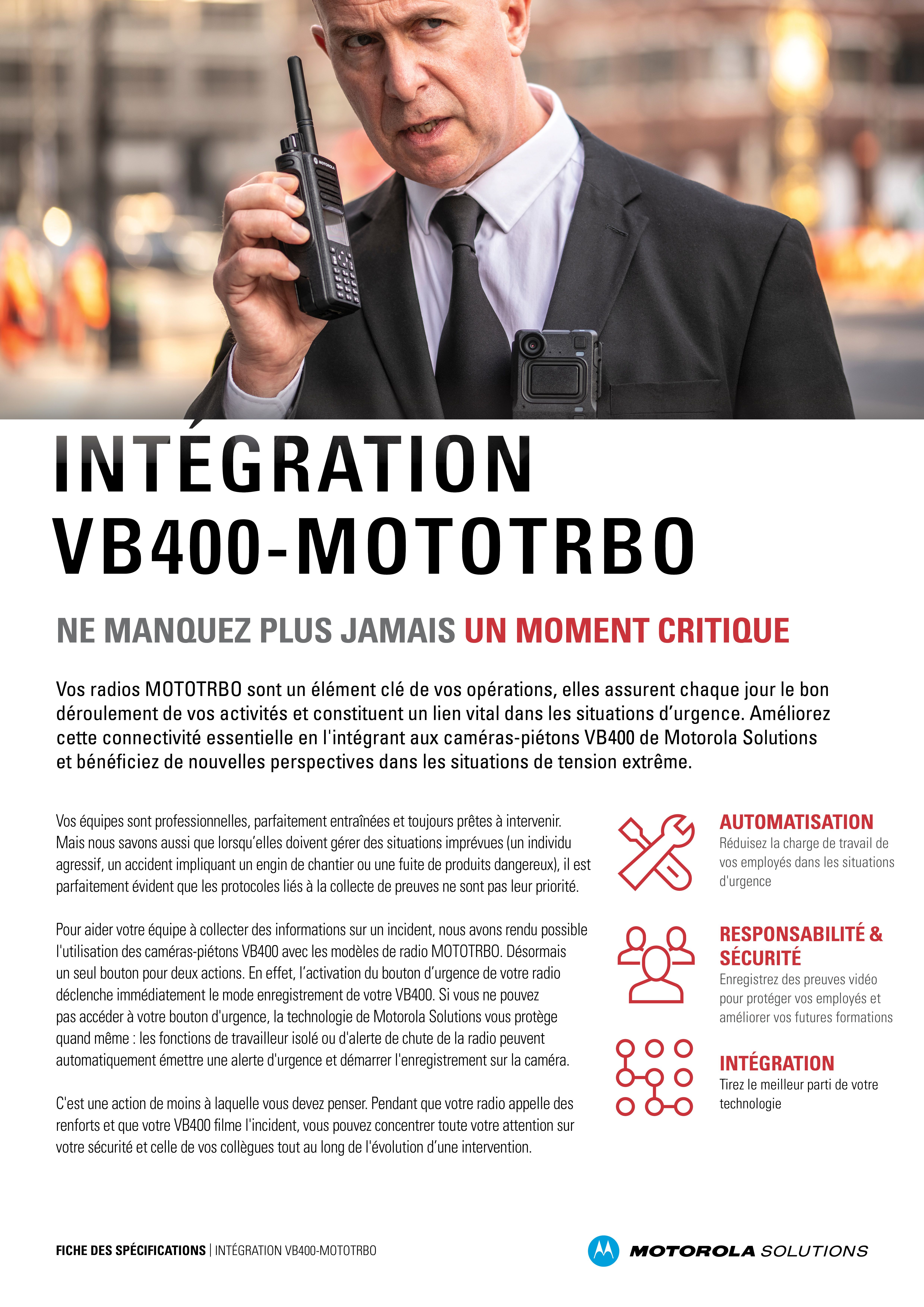 VB400-MOTOTRBO Integration Fact Sheet