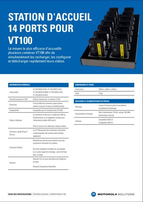 VT100 14-Port Dock Specifications