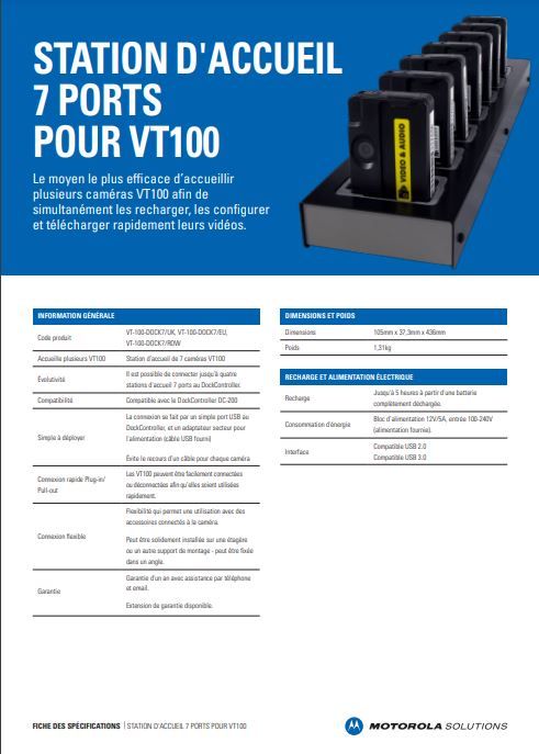 VT100 7-Port Dock Specifications