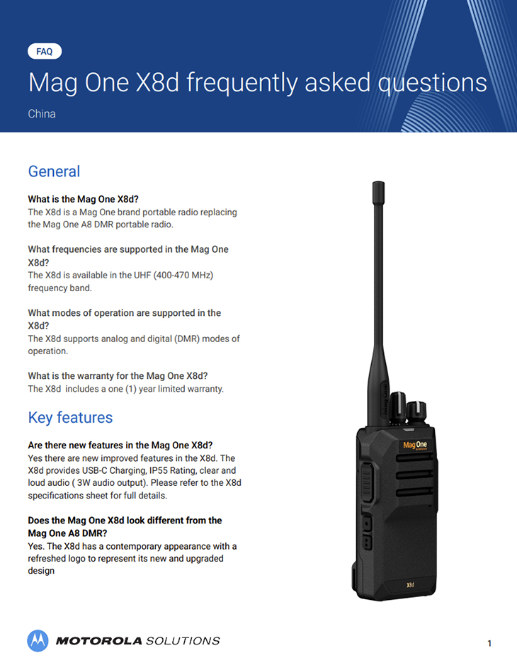 Mag One X8D Portable Radio FAQ