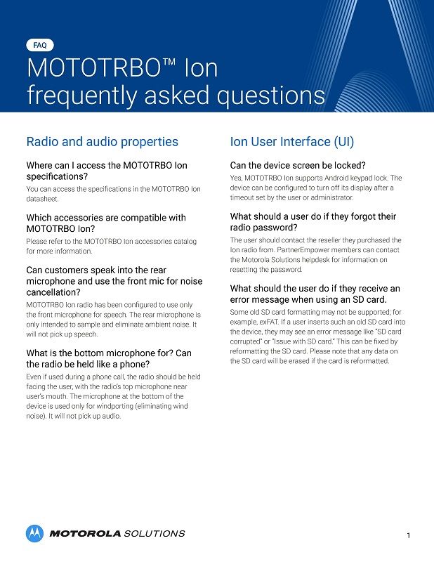 MOTOTRBO Ion FAQ