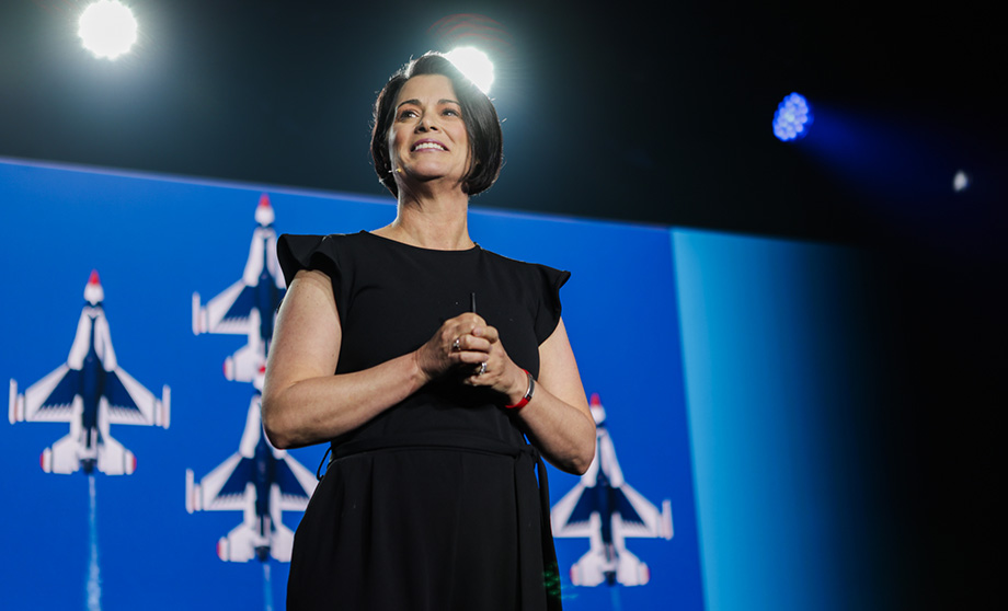 Colonel Nicole Malachowski (USAF, Retired) on stage at Summit 2026