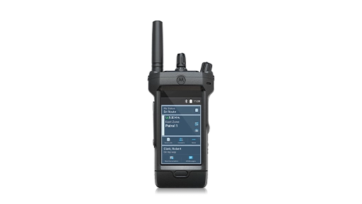 A close-up studio shot of an APX NEXT smart radio.