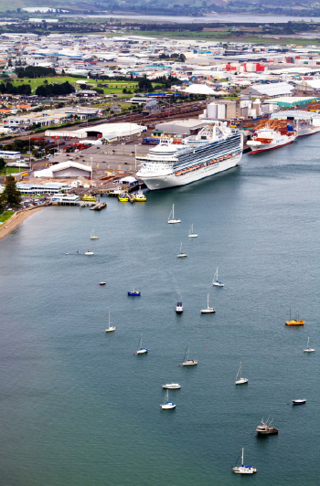 Cruise liner berthed in Tauranga port New Zealand