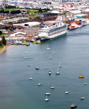 Cruise liner berthed in Tauranga port New Zealand