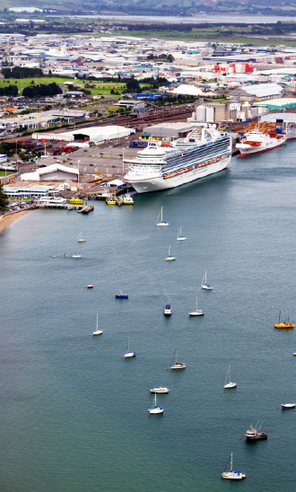 Cruise liner berthed in Tauranga port New Zealand