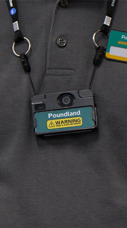 Poundland employee wearing body worn camera