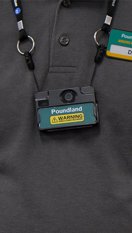 Poundland employee wearing body worn camera