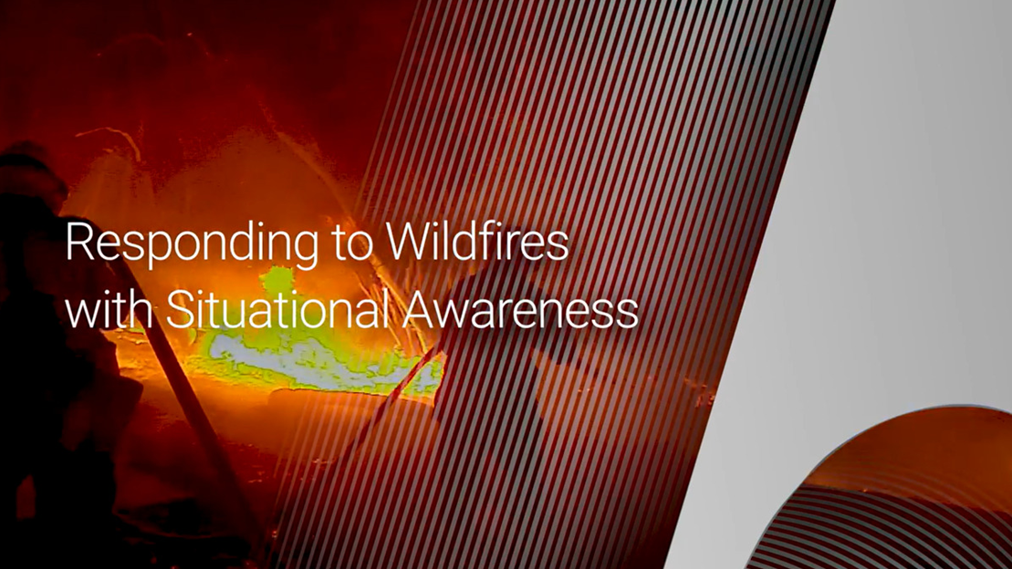 Firefighters putting out fire with text on top reading "Responding to Wildfires with Situational Awareness"