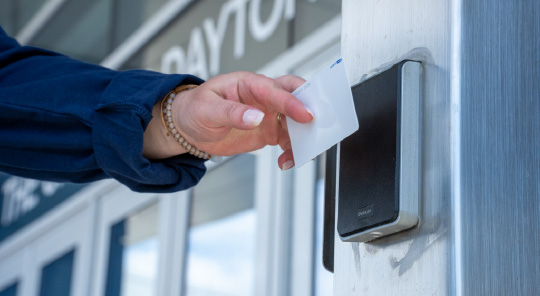 A person securely accesses a at Greater Dayton School 