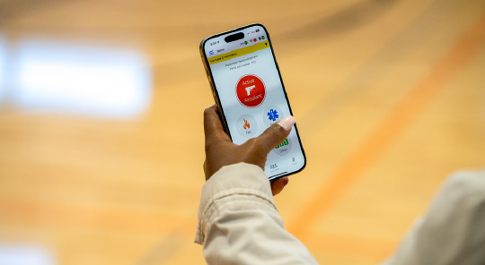 A Greater Dayton School staff member accesses the security interface