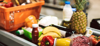 Groceries on a conveyor belt instore