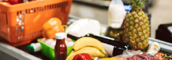 Groceries on a conveyor belt instore