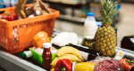 Groceries on a conveyor belt instore