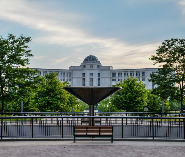Building in Eaton County with large fountain