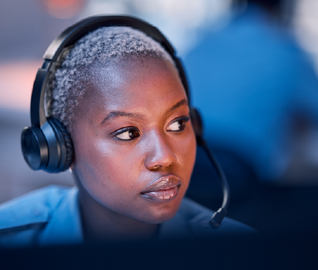 Female dispatch agent takes a call