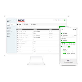 Rave Alert platform on desktop and mobile