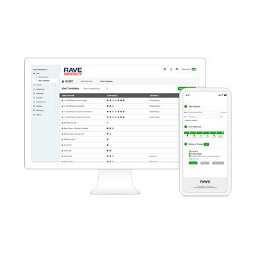 Rave Alert platform on desktop and mobile