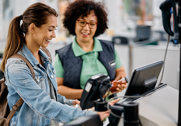 Shopper paying at checkout