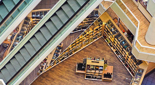 Aerial view of inside a supermarket