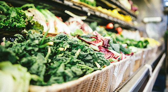 A display of vegetables at a supermarket 