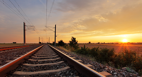 Railway at sunset
