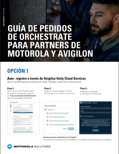Guía de pedidos de Orchestrate para Motorola y Avigilon Partners ES