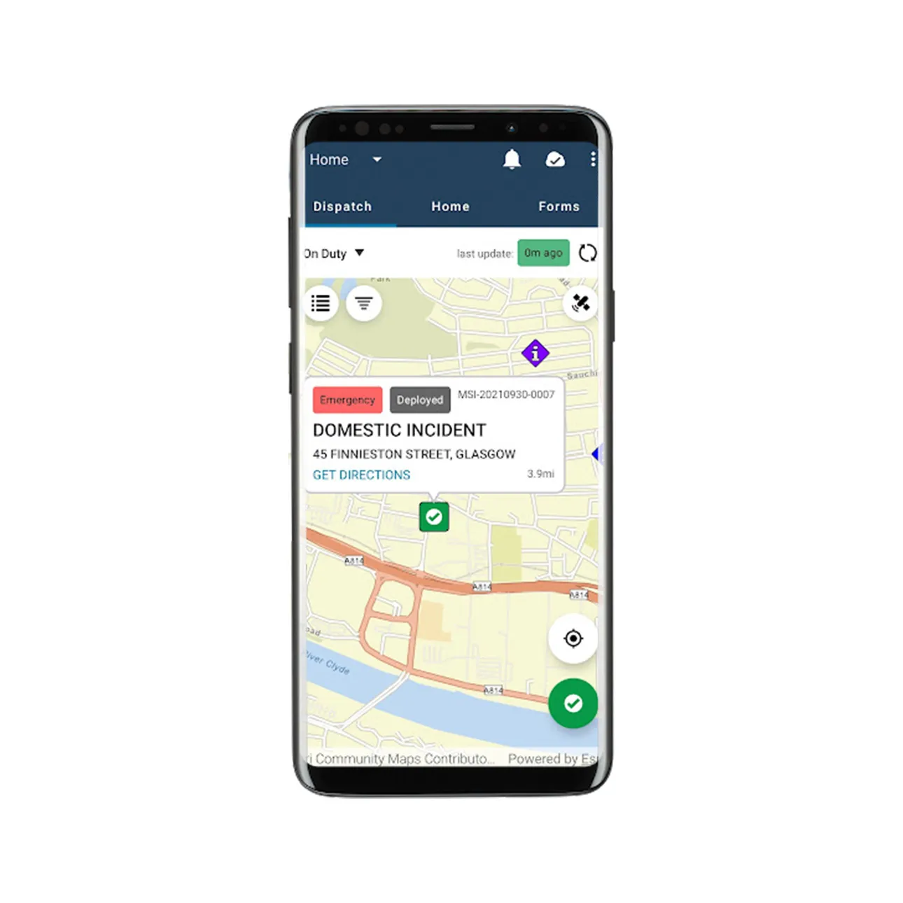 A mobile phone displaying Pronto’s incident view