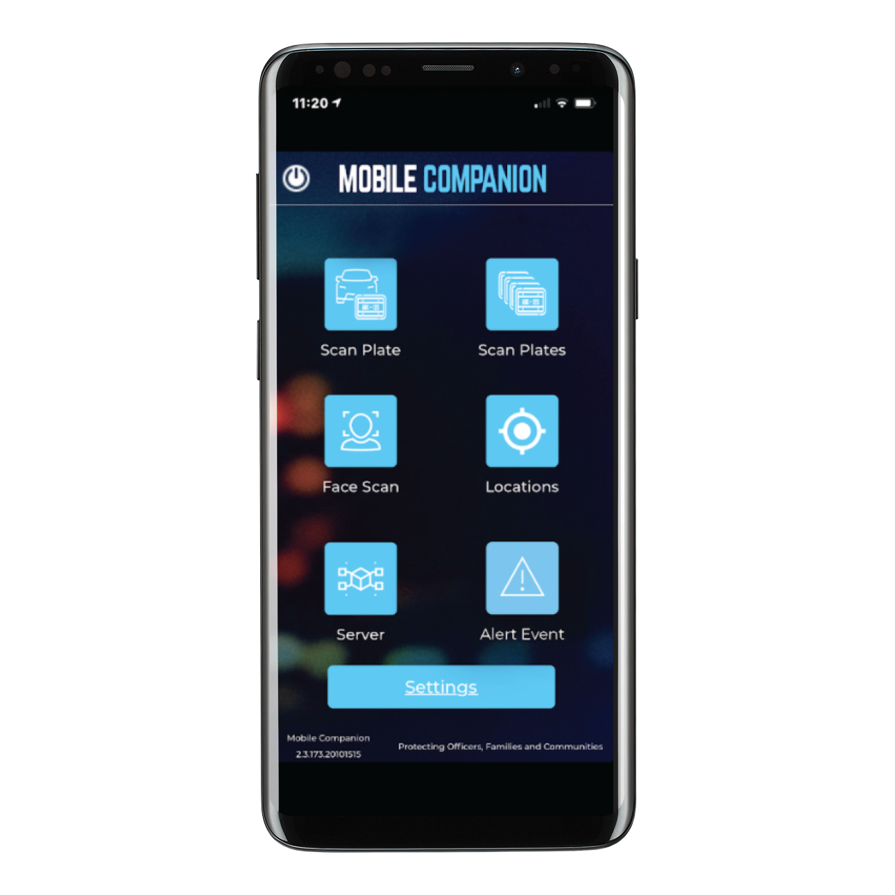Vigilant mobile companion home screen