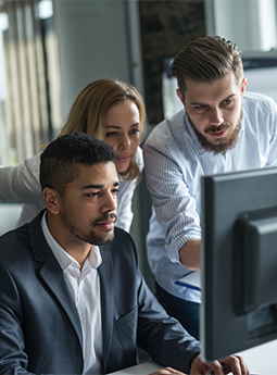 People working together with laptops