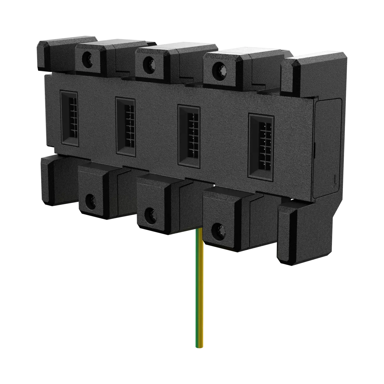 Image of the MC-Edge backplane with 4 SPE I/O modules slots, right elevated view