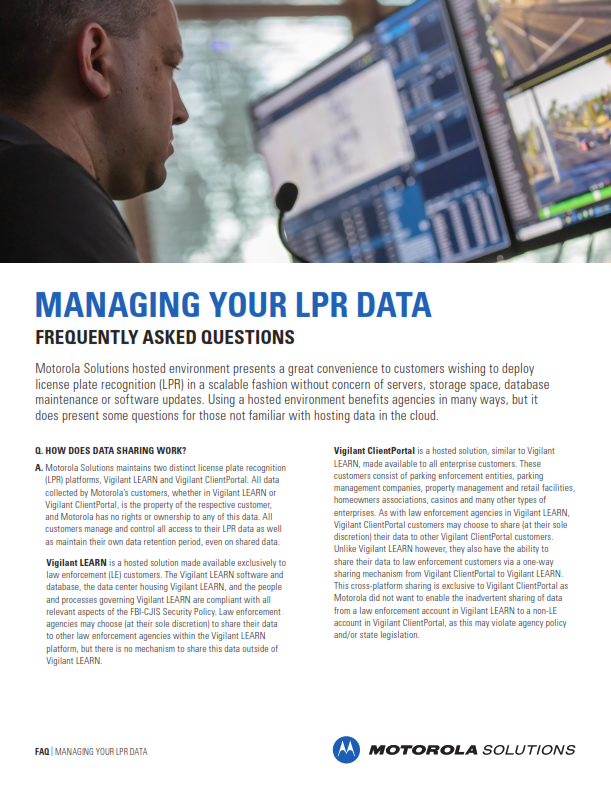 LPR Data Management FAQ