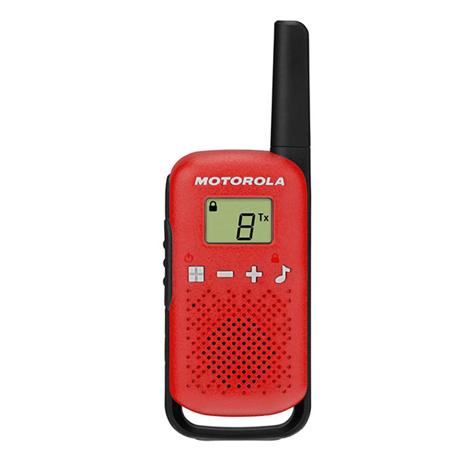 red walkie talkie front angle screen on