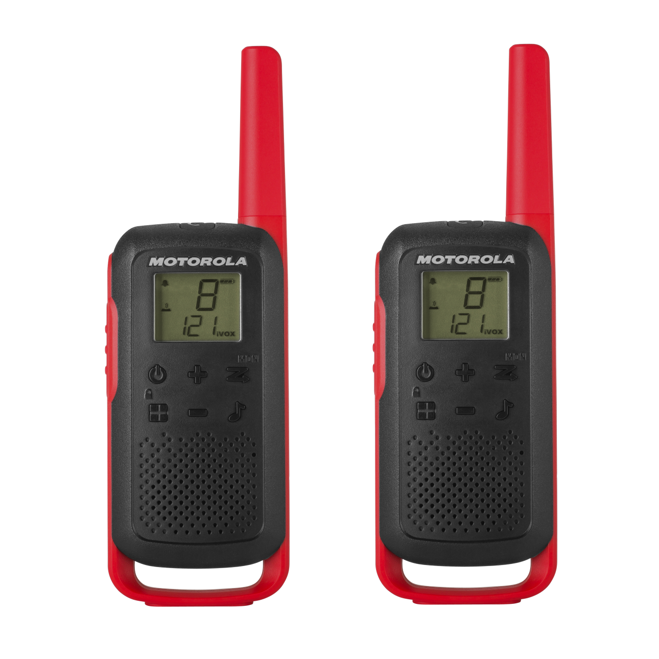 two T210 red walkie talkies