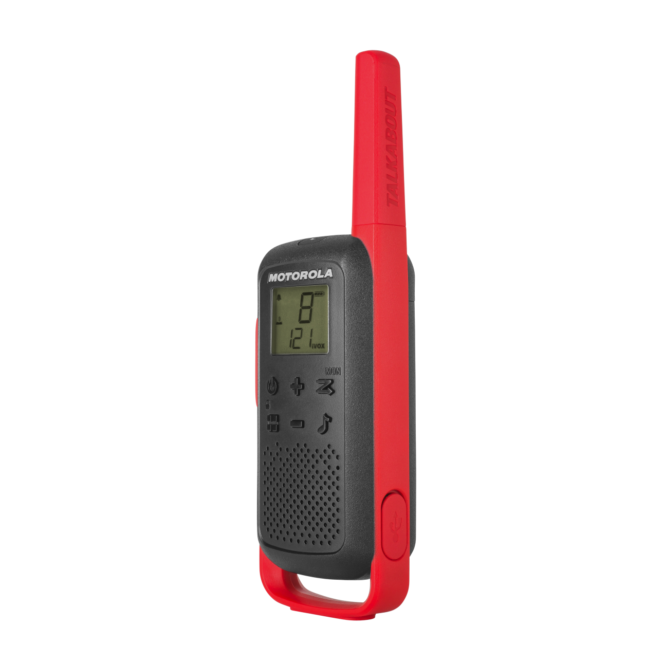 T210 red walkie talkie left side