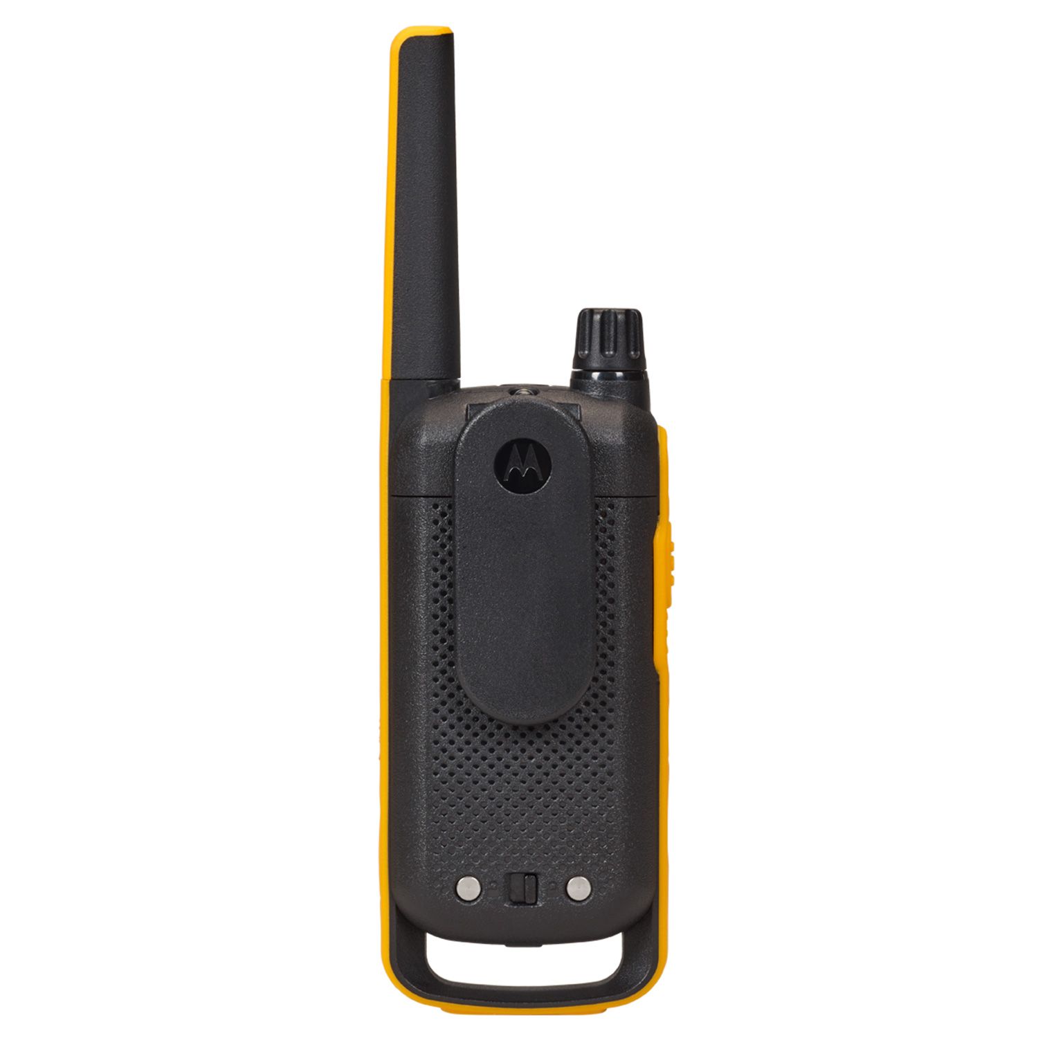 yellow walkie talkie back with belt clip on