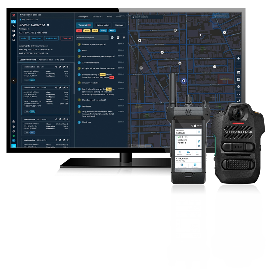 Desktop screen with APX Next and SVX in front of it