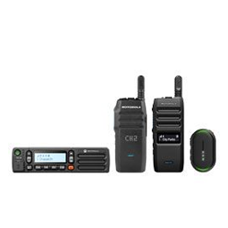Line up of TLK Series of products, including two handheld radios, TLK25 LTE device, and a mobile radio